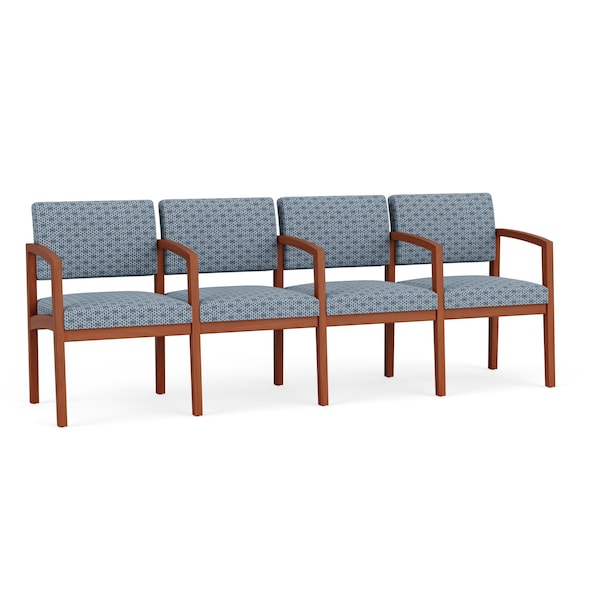 Lesro Lenox Wood 4 Seat Tandem Seating Wood Frame, Cherry, RS Rain Song Upholstery LW4103 - main
